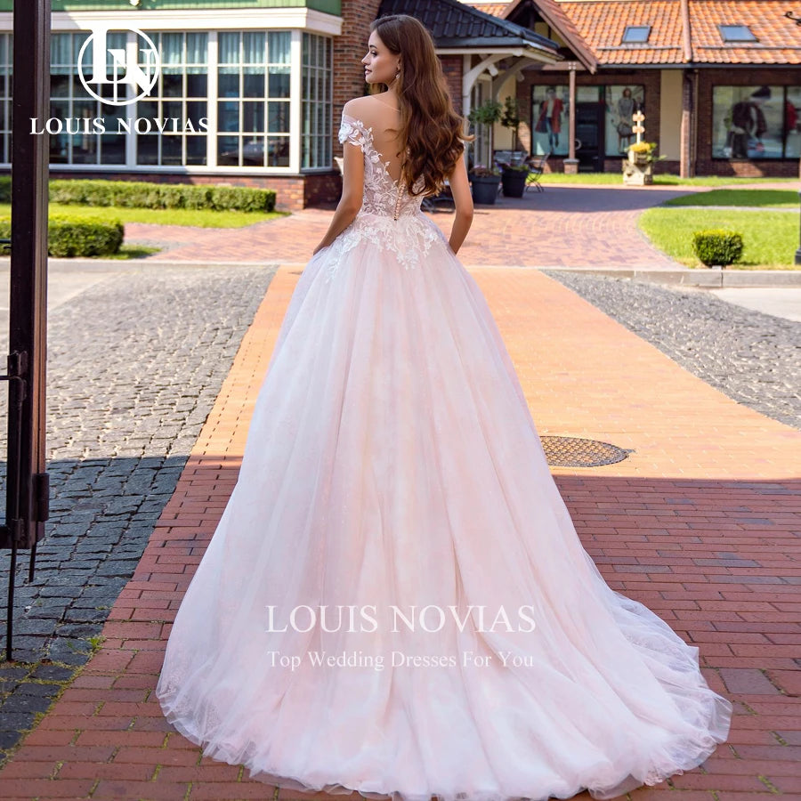 LOUIS NOVIAS A-Line Wedding Dress Elegant Vestidos De Novia Off the Shoulder Beaded Appliques Bride Skirt Sweetheart Bridal Gown