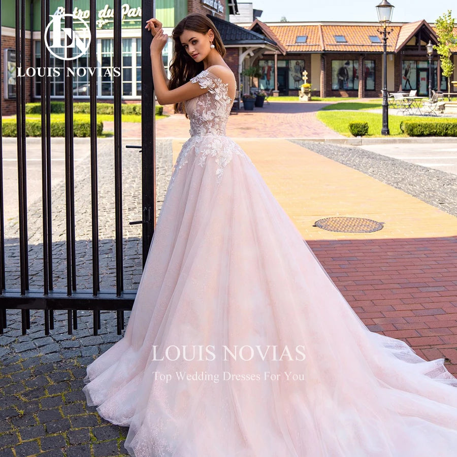 LOUIS NOVIAS A-Line Wedding Dress Elegant Vestidos De Novia Off the Shoulder Beaded Appliques Bride Skirt Sweetheart Bridal Gown