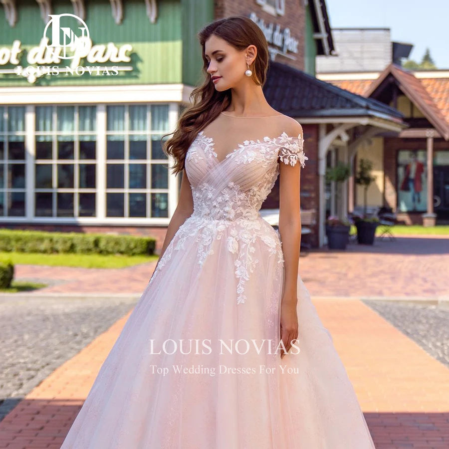 LOUIS NOVIAS A-Line Wedding Dress Elegant Vestidos De Novia Off the Shoulder Beaded Appliques Bride Skirt Sweetheart Bridal Gown
