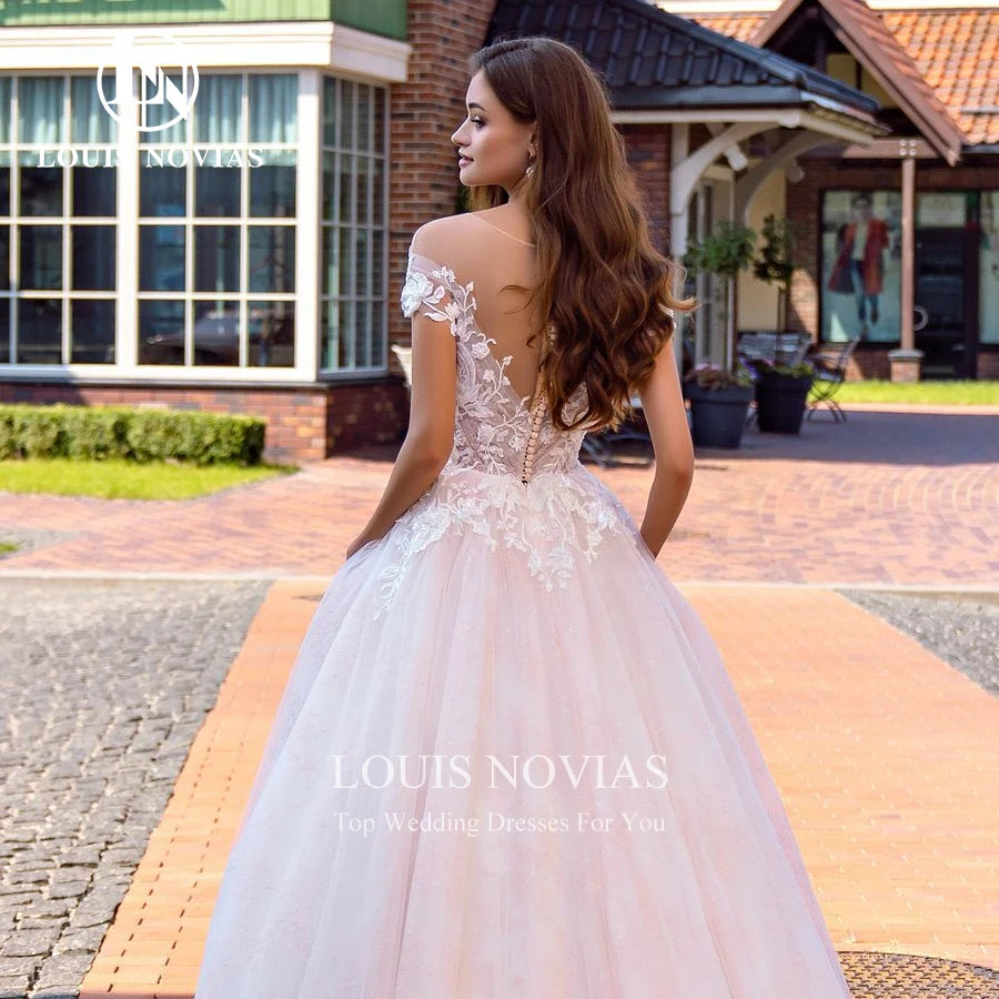 LOUIS NOVIAS A-Line Wedding Dress Elegant Vestidos De Novia Off the Shoulder Beaded Appliques Bride Skirt Sweetheart Bridal Gown