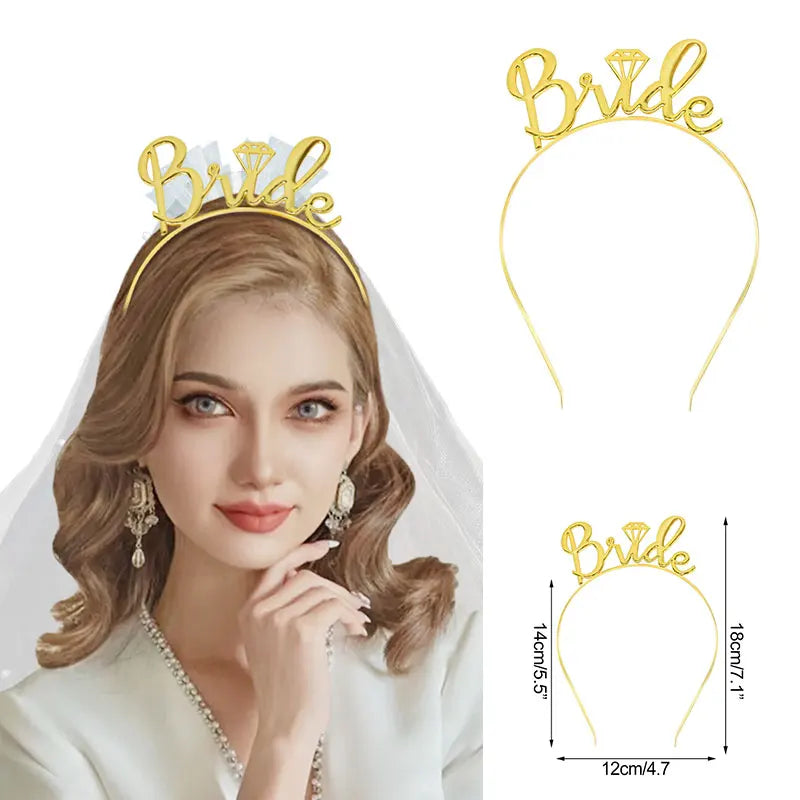 White Short Bridal Wedding Veil Wedding Decorations Bride To Be Sash Bachelorette Party Girl Hen Partys Decor Hair Accessories