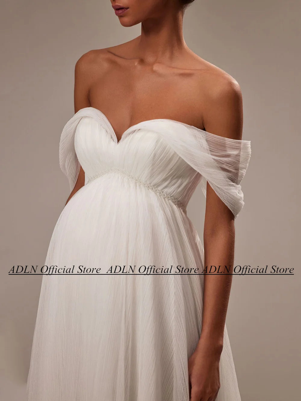 ADLN Empire Wedding Dress for Pregnant Bride Customized Off The Shoulder Sweetheart A Line Africa Bridal Gown Sweep Train