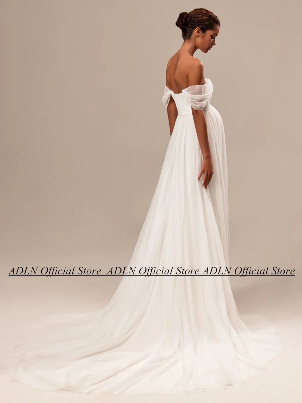 ADLN Empire Wedding Dress for Pregnant Bride Customized Off The Shoulder Sweetheart A Line Africa Bridal Gown Sweep Train