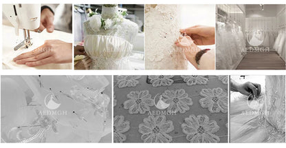 Aedmgh A-Line Delicate Wedding Dresses For Women Scalloped Vestido De Novia Lace Beaded Sequined Flowers Custom Made Bridal Gown