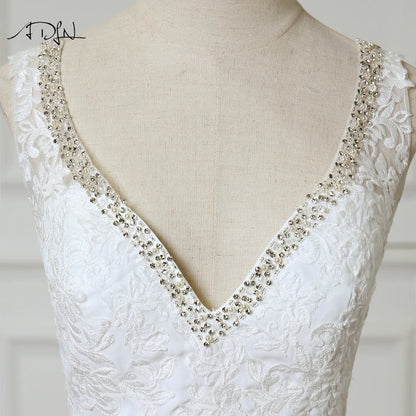 ADLN Beach Wedding Dress vestido de noiva Customized Double V-neck Plus Size Chiffon  Gowns Beaded Bohemian Bridal Dresses