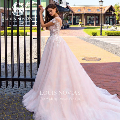 LOUIS NOVIAS A-Line Wedding Dress Elegant Vestidos De Novia Off the Shoulder Beaded Appliques Bride Skirt Sweetheart Bridal Gown