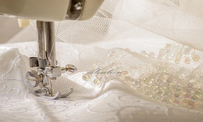 Alonlivn Customize Made Beaded Pearls A-line Wedding Gowns Off Shoulder Boat Neck Appliques Bride Gowns