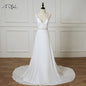 ADLN Beach Wedding Dress vestido de noiva Customized Double V-neck Plus Size Chiffon  Gowns Beaded Bohemian Bridal Dresses