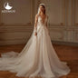 Aedmgh A-Line Delicate Wedding Dresses For Women Scalloped Vestido De Novia Lace Beaded Sequined Flowers Custom Made Bridal Gown