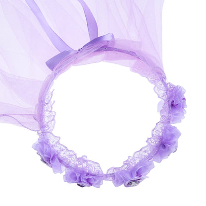 Children Little Princess Hairband Double Layers Tulle Bridal Veils Flowers Garland Ruffles Floral Lace Wedding Party Wreath