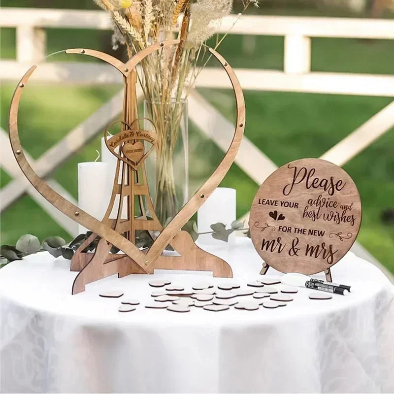 Wedding Guest Book Heart Shape Wooden Guest Drop Box Guest Message Delivery Boxes Birthday Wedding Party Decoration Ornament