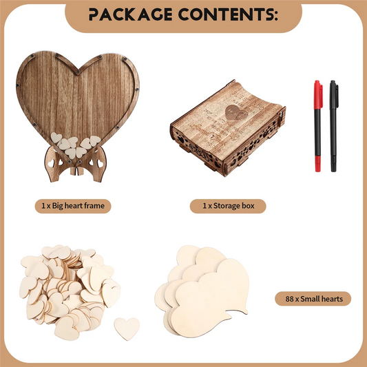 【Hot&Price】Wedding Guestbook Heart-Shaped Bracket Pastoral Wedding Storage Box Birthday Message Wedding Sign-in Table