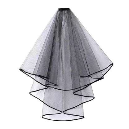 Wedding Bridal Head Veils Black Vintage Double-Layer Gauze Mesh Lace Veil Women's Girls Party Headwear Accessories Photos Props