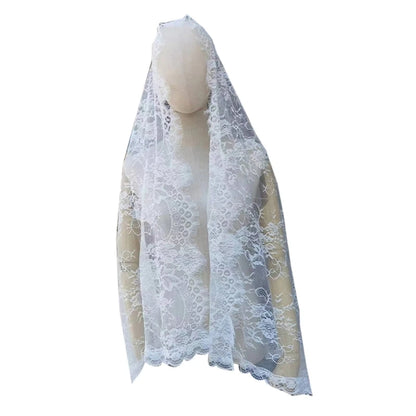 Muslims Lace Wedding Veils Church Mantilla Wedding Bride Head Covering Veils for Women Black and Gold