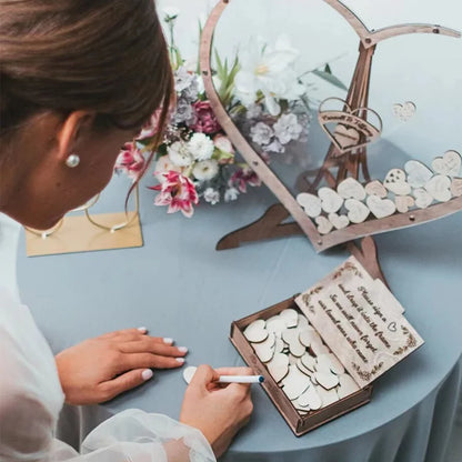 Wedding Guest Book Heart Shape Wooden Guest Drop Box Guest Message Delivery Boxes Birthday Wedding Party Decoration Ornament