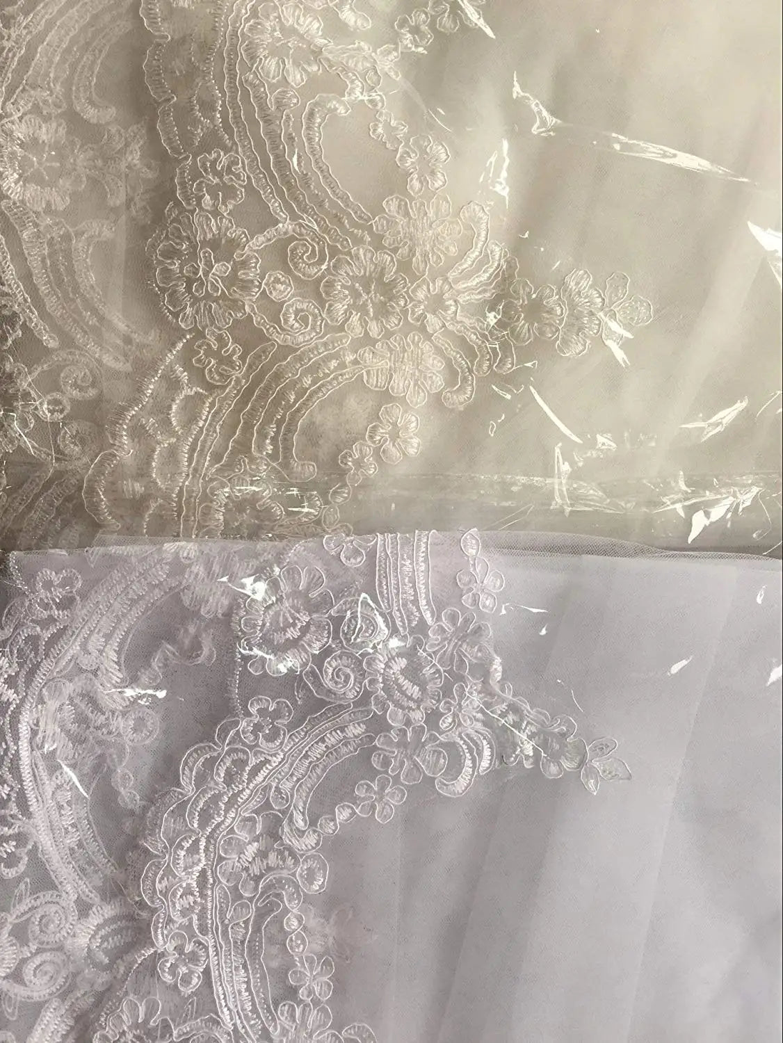 BABYONLINE 3mx1.5m Long Flower Lace Edged Appliques Veil with Comb 1 Tier Veil Cathedral Length Weding Bride Accessories