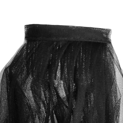 2 Tier Black White Flower Lace Edge Bridal Veils with Comb Elegant Vintage Wedding Cosplay Performance Hair Accessories