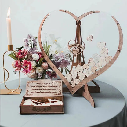 Wedding Guest Book Heart Shape Wooden Guest Drop Box Guest Message Delivery Boxes Birthday Wedding Party Decoration Ornament