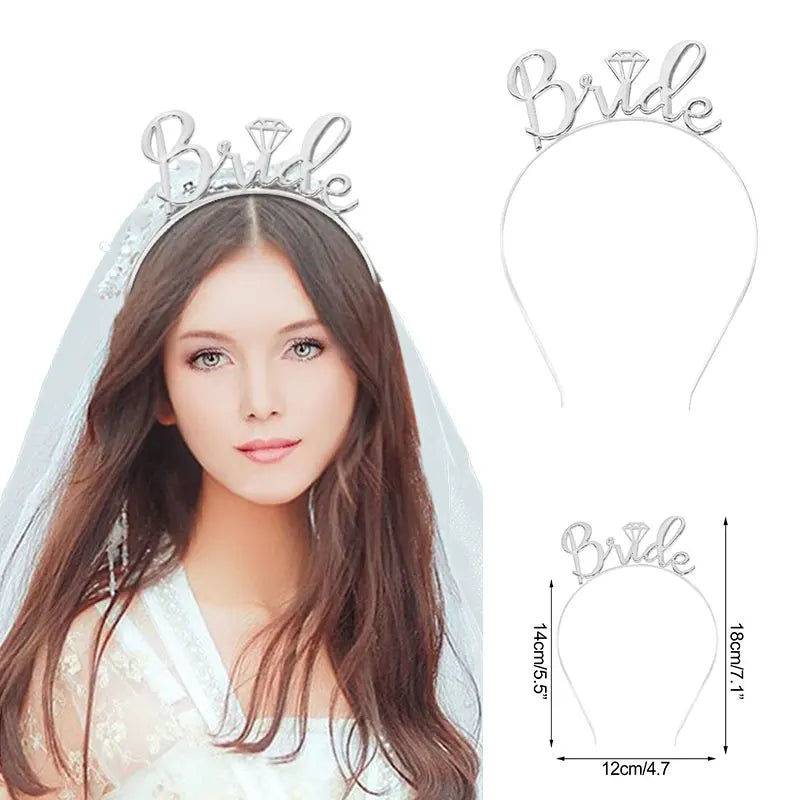 White Short Bridal Wedding Veil Wedding Decorations Bride To Be Sash Bachelorette Party Girl Hen Partys Decor Hair Accessories