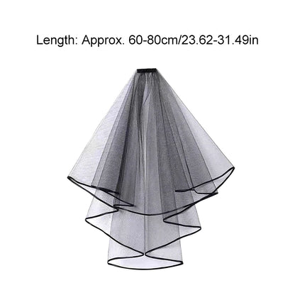 Wedding Bridal Head Veils Black Vintage Double-Layer Gauze Mesh Lace Veil Women's Girls Party Headwear Accessories Photos Props