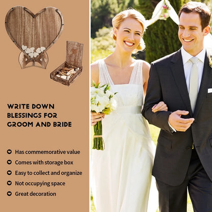 New-Wedding Guestbook Heart-Shaped Bracket Pastoral Wedding Storage Box Birthday Message Wedding Sign-In Table