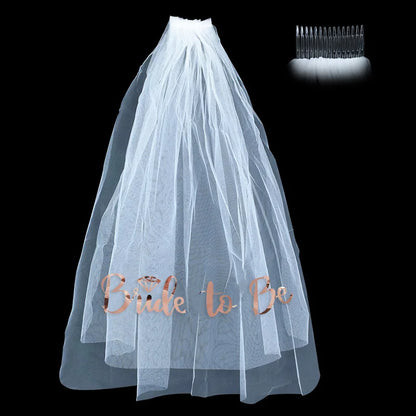 White Short Bridal Wedding Veil Wedding Decorations Bride To Be Sash Bachelorette Party Girl Hen Partys Decor Hair Accessories