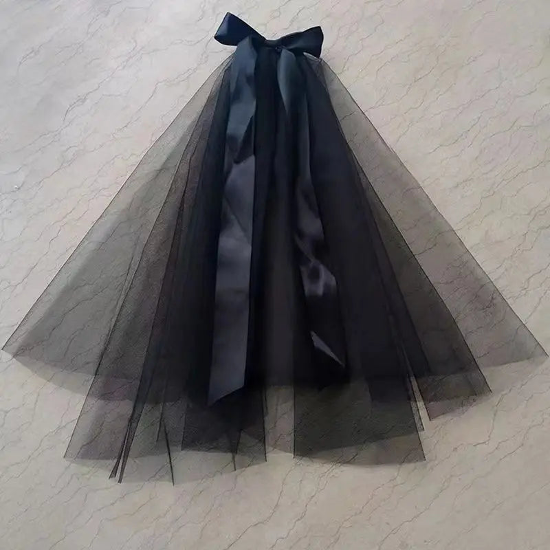 Wedding Bridal Head Veils Black Vintage Double-Layer Gauze Mesh Lace Veil Women's Girls Party Headwear Accessories Photos Props