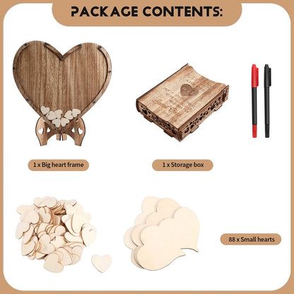 New-Wedding Guestbook Heart-Shaped Bracket Pastoral Wedding Storage Box Birthday Message Wedding Sign-In Table