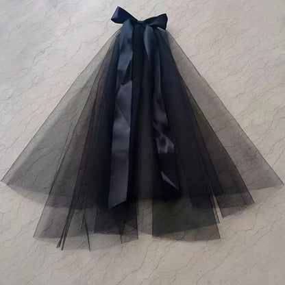 Wedding Bridal Head Veils Black Vintage Double-Layer Gauze Mesh Lace Veil Women's Girls Party Headwear Accessories Photos Props