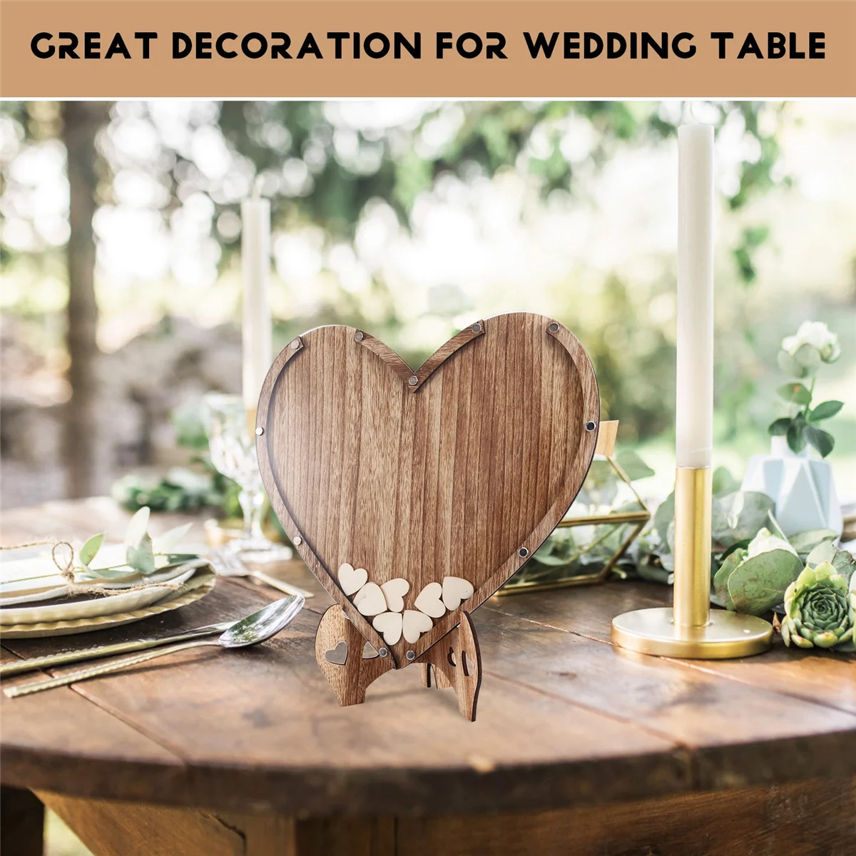【Hot&Price】Wedding Guestbook Heart-Shaped Bracket Pastoral Wedding Storage Box Birthday Message Wedding Sign-in Table