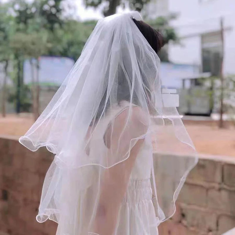 1pcs Bridal Veils Headscarf Ivory White Veil Wedding Birthday Party Decoration Bridal Shower Engagement Dinner Hair Accessories