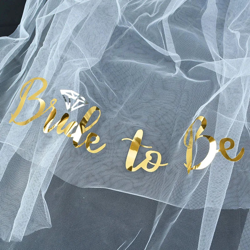 White Short Bridal Wedding Veil Wedding Decorations Bride To Be Sash Bachelorette Party Girl Hen Partys Decor Hair Accessories