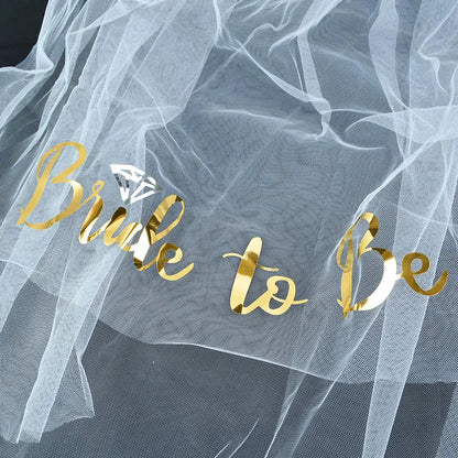 White Short Bridal Wedding Veil Wedding Decorations Bride To Be Sash Bachelorette Party Girl Hen Partys Decor Hair Accessories