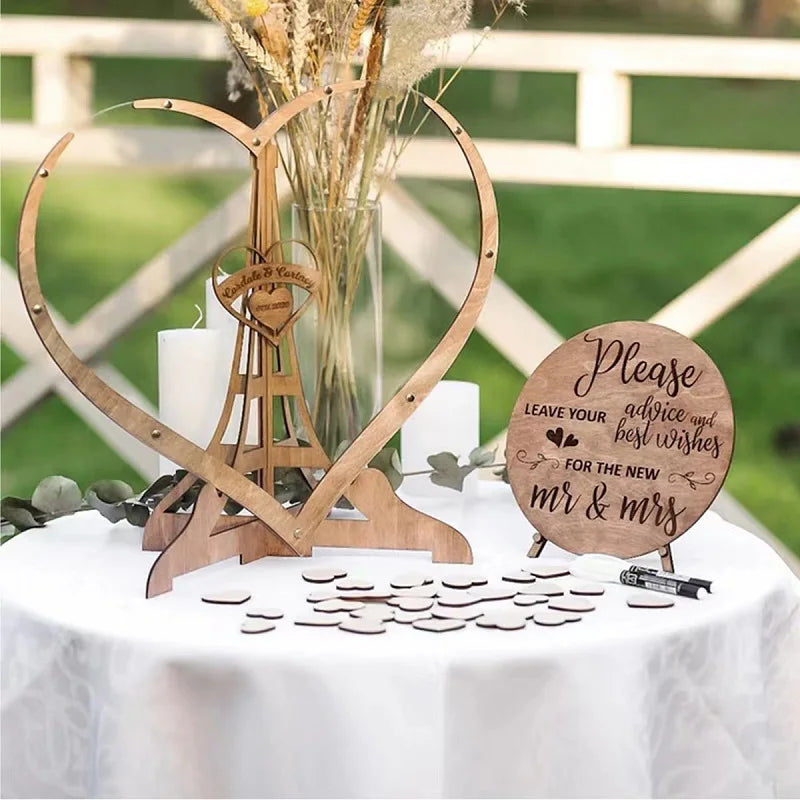 Wedding Guest Book Heart Shape Wooden Guest Drop Box Guest Message Delivery Boxes Birthday Wedding Party Decoration Ornament
