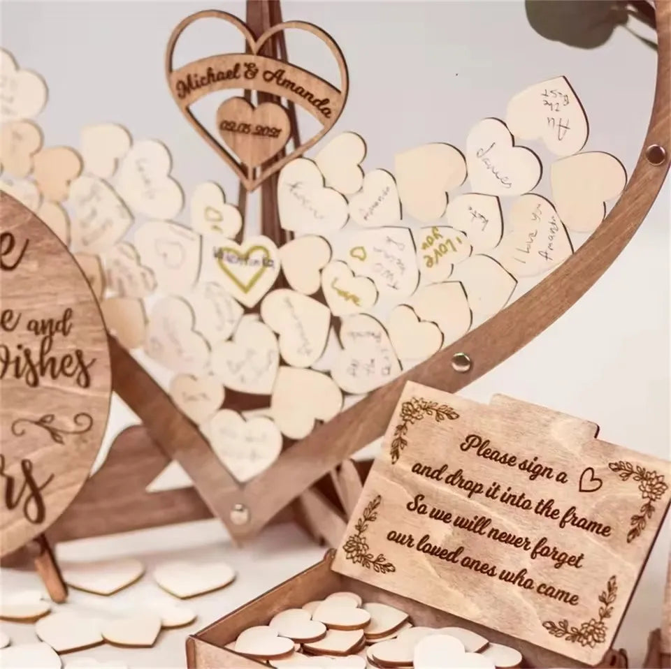Wedding Ceremony Decor Wood Guest Book Alternative Bridal Shower Guest Book Sign Wedding Table Decor Personalized Wedding Gift