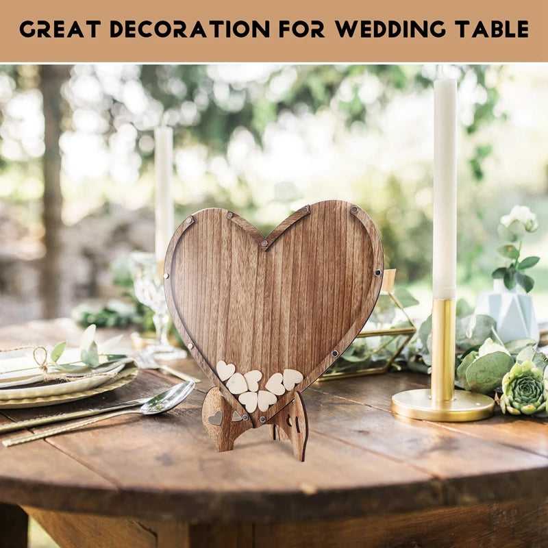 New-Wedding Guestbook Heart-Shaped Bracket Pastoral Wedding Storage Box Birthday Message Wedding Sign-In Table