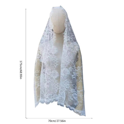 Muslims Lace Wedding Veils Church Mantilla Wedding Bride Head Covering Veils for Women Black and Gold