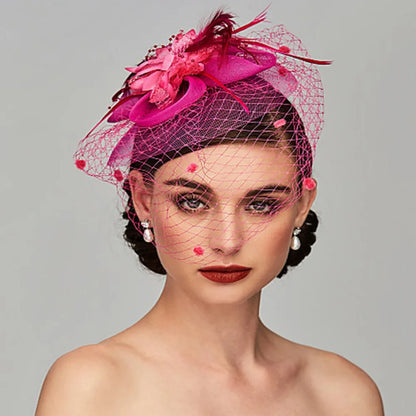 Bride Headwear hat Veil Wedding Hair Accessories Flowers Feather Mesh Veil Face Cover Multi Colors Korea Japan Black White