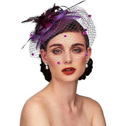 Bride Headwear hat Veil Wedding Hair Accessories Flowers Feather Mesh Veil Face Cover Multi Colors Korea Japan Black White
