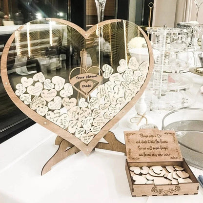 Wedding Guest Book Heart Shape Wooden Guest Drop Box Guest Message Delivery Boxes Birthday Wedding Party Decoration Ornament